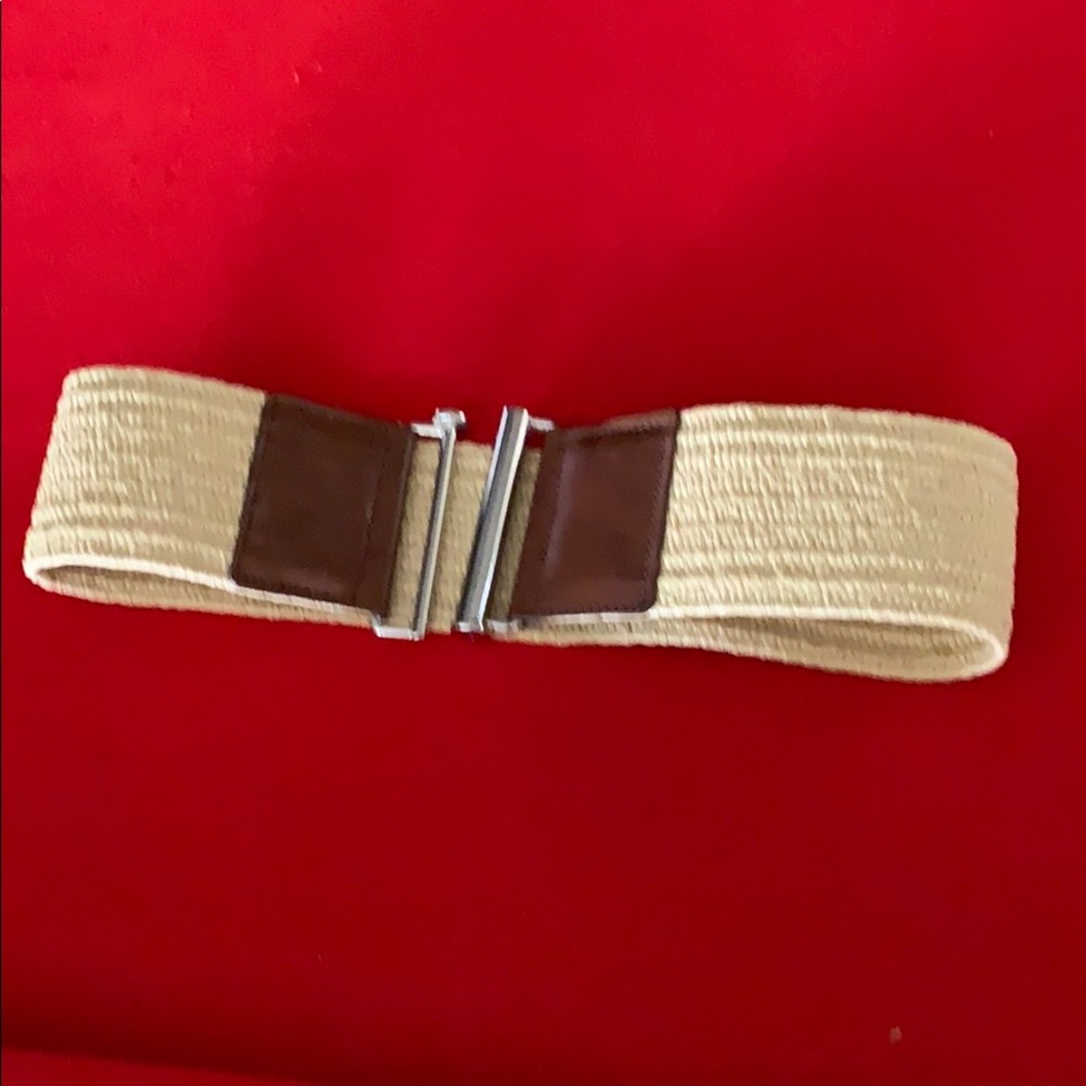 Cream and brown woven belt
